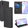Vauki Cover per Xiaomi Redmi 9AT/Redmi 9A con 1 Vetro Temperato Custodia in Pelle PU Slot Schede Flip TPU Silicone Case Supporto Stand Magnetica Antiurto Caso per Xiaomi Redmi 9AT/Redmi 9A 6.53, Nero