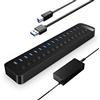 ORICO HUB USB 3.0 Attivo 16 Portes Alimentato 78W Alimentazione 12V / 6.5A con Alluminio Interruttore ON/OFF Individuale per Computer Desktop, PC, iMac, HDD Mobile, Unità Flash, Ricarica IiPad