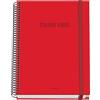 Dohe - Taccuino A5 a quadretti - 100 fogli spessore 90 g/m², dimensioni 16,2 x 21 cm, copertina rigida, chiusura anelli e gomma elastica, griglia 5 mm, materiale scolastico - COLOUR VIBES rosso