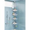 XLHOMO Mensola angolare per doccia da 81,3-309,9 cm, bianca, antiruggine, senza trapano, per bagno, vasca da bagno, lavabo, organizer doccia regolabile con 4 ripiani stabili e barre per asciugamani