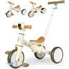 LOL-FUN Triciclo 5 in 1, triciclo per bambini con asta di spinta, triciciclo per bambini a partire dai 1 anni, regalo per ragazzi e ragazze