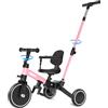 KORIMEFA Bicicletta per bambini, Triciclo a 3 ruote per bambini da 1-3 anni,maniglia di spinta, pedale rimovibile,schienale,maniglia di guida per i genitori,Natale per il primo compleanno (Rosa)