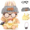 FIDWALL Set di 4 Vestiti per Peluche da 17 cm, Completo con Salopette, Cappello e Occhiali per Figure da Blind Box, Abiti e Accessori per Peluche 17 cm (giallo)