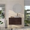 DEGHI Mobile bagno portalavabo sospeso 100 cm rovere mocha con specchio - Damon