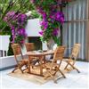 DEGHI Set pranzo tavolo allungabile 150/200x100 cm e 4 sedie pieghevoli in legno d'acacia - Paja