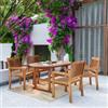DEGHI Set pranzo tavolo allungabile 150/200x100 cm e 4 sedie maxi con braccioli in legno di acacia - Paja