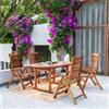 DEGHI Set pranzo tavolo allungabile 150/200x100 cm con 4 sedie regolabili in legno di acacia - Paja