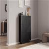 DEGHI Scarpiera salvaspazio 54x117h cm con 3 ante a ribalta nero opaco cannettato - Ayla