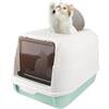 OHMG Lettiera per gatti con coperchio + accessori inclusi pala e tappetino, per gatti chiusi, grande, XXL Cat Litter Box, vassoio estraibile (blu cielo, 36 x 51 x 34 cm)