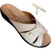 GRUNLAND ciabatte Comfort DONNA quadrifoglio in pelle e zircone decoro e regolabile a strappo plantare estraibile made in italy (platino, Sistema Taglie Calzature EU, Adulto, Donna, Numero, Media, 38)