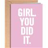 Greeting Cards for Everyone Biglietto Laurea - Biglietto Auguri Laurea Uomo o Donna Originali - Bigliettini Auguri Diploma Maturità - Regali per la Laurea Donna - Congratulazioni Esame Di - Girl You Did it - NUM 2