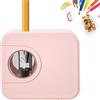 JIJICZ Temperamatite elettrico JIJICZ Batteria 6-8mm Temperino Elettrico, Extra Compatto Piccolo Elettronico Temperamatite Automatico Con Contenitore per Casa Ufficio Rosa
