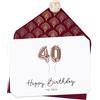 Joli Coon Biglietto auguri 40 anni, Happy Birthday, con busta rossa | vero sigillo in ceralacca autoadesivo, spazio per messaggio personale, cartoleria premium