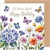 Edition Seidel Biglietto di auguri di compleanno quadrato di alta qualità con busta, biglietto di auguri per compleanno, biglietto di auguri di compleanno con testo in inglese per uomo donna e fiore