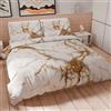 PETTI Artigiani Italiani - Set Copripiumino Matrimoniale 250x200 cm (2 Federe 50x80 cm Incluse), Parure Copripiumino Morbida Microfibra con Stampa Digitale Effetto Marmo Bianco - Made in Italy