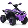 GYMAX Quad Elettrico per Bambini da 12 V, Veicolo per Bambini con Fari a LED, Musica e Clacson, 4 Ruote Antiscivolo e Avviamento Lento, per Bambini 3-8 anni, Capacità di Carico fino a 35 kg (Viola)