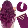 DOORES Extension Biadesive Capelli Veri, 10pz 45cm 25g Viola Tape in Hair Extension Biadesive Capelli Veri Lisci Remy