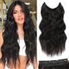BUPPLER Extension per capelli invisibili, lunghezza 50,8 cm, lunghezza regolabile e ondulata, 4 clip sicure in pezzi per capelli, nero tagliente a marrone