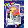 Ravensburger CreArt: Pinguini - Dipingere con i Numeri per Bambini 7+ Anni, Kit Pittura con Tavole, Cornice con Brillantini, Pennello e Colori Inclusi, 18 x 24 cm, Idee Regalo