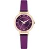 NUOVO, Orologio da donna con cinturino in pelle, elegante, analogico, al quarzo, classico, Viola, Cinturino