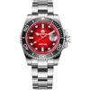 ADDIESDIVE Orologio Uomo Acciaio Inossidabile Quarzo Quadrante Sfumato Rosso Impermeabile 200 Metri Luminosità Moda Orologio Analogico Uomo