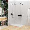 Parama Parete doccia Walk In 110 cm Vetro Temperato Trasparente 8mm Anticalcare Alluminio Nero Opaco Braccio Telescopico