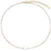COAI Collana Minimalista da Donna con Perline Sfaccettate di Cristalli Naturali di Citrino e Perla Vera di Acqua Dolce, Collana di Citrino da Donna