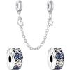 Doyafer Clip in argento sterling 925 con stelle e luna, catena di sicurezza, braccialetto con ciondoli, perline, ciondolo con ciondoli, gioielli di compleanno, regalo, confezione da 3