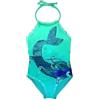 Gifts Treat Costume da bagno intero per ragazze, costume da bagno a sirena, protezione UV, blu e verde, per bambine dai 4 ai 16 anni, Blu, 10-12 Anni