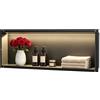 Bernkot Doccia a muro in acciaio inox, nicchia impermeabile con luce a LED, doccia incorporata 90 x 30 x 10 cm, letto singolo, box doccia incorporato, nero