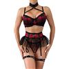 Generic Perizoma Donna Aperto sotto Camicia da Notte Sexy Bretelle da Donna con Cuciture a Rete Ricamate a Fiori, Scollo all'Americana, Biancheria Intima Sexy, Kit Sexy per Sesso Estremo Mutande (Black, M)