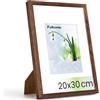 Feihorrm - Cornice portafoto in quercia, con vetro temperato, per foto 20x30 cm senza passepartout o 12x17 cm con passepartout, cornice portafoto in legno massello (Marrone scuro, 20x30 cm/ 1x)