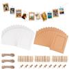 JINTANG 30 Pcs cornici portafoto in cartone,10 x 15 cmcornici di Carta Kraft per Foto DIY,Cornici di Carta,Hanging decorazione della parete,con 30 pz clip e 3 pz corde di canapa set(marrone + bianco)