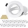 KEJIYILT Set di 12 Faretti LED da Incasso per Cartongesso Rotondi Bianchi Orientabili a 30° con Portalampada GU10 Compatibili con Lampadine LED e Alogene da 50mm per Soffitto Bagno Soggiorno Cucina