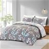 SeventhStitch Set copripiumino stampato, 3 pezzi, 100% percalle di cotone 200 fili, reversibile, bianco, nero, grigio antracite, set di biancheria da letto matrimoniale, king e super king size