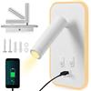 UrbanHomes Lampada da parete a LED, 12W Lampada da Lettura Sul Comodino con interruttore Porta di ricarica USB, Applique da Corridoio per hotel in camera da letto (Luce Calda 3w + 9w) (Bianco)