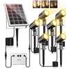 CLY Faretti Solari A LED Da Esterno Bianco Caldo Faretto Solare Da Giardino | 2 Modalità Dinamiche Luci Solari Da Giardino 3 Luminosità 6000mAh Memoria Luce Solare LED Esterno Impermeabili IP66 6 in 1