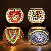 Larcenciel Porta Candele 4 Pezzi, Mosaico Portacandele in Vetro Candelabro, Romantico Tealight con Motivo a Cuori e Fiori, Portacandele Fatti a Mano, Lanterne Colorate per Compleanni, Natale e Feste