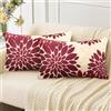 Velvhom 2 Pack Federe Cuscini Divano Astratta Dalia Floreale Pittura Fodere per Cuscini 30x50cm Moderno Decorativo Copricuscini in Lino per Camera da Letto Divano, Rosso e Bianco