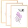 Baoee Cornice portafoto in rovere 30 x 40 cm con supporto, set da 3, cornice per foto con vetro acrilico, cornice per poster, certificato, autoportante e montaggio a parete