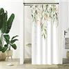Uiiooazy Tenda Doccia Antimuffa, Tenda Doccia Piccola 90x180cm Foglie Verde Eucalipto Fiori Rosa Floreale Tende da Bagno Tessuto Lavabile Impermeabile Poliestere Tende per Vasca da Bagno con 6 Anelli