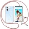 ISOI Cover con Cordino per Oppo A5 Pro 4G/Oppo A5 Pro 5G, Custodia Trasparente con Collana Tracolla Laccio Collo Ultra Sottile Morbido TPU Silicone Antiurto AntiGraffio Case, Rosa