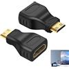 Kmuqshy 2 Pezzi Adattatore Mini HDMI Maschio a HDMI Femmina, Connettore HDMIPlaccato Oro 3D & 4K, Cavo Prolunga HDMIper Videocamere, Fotocamere Digitali, TV, Proiettori, e Sistemi Home Theater