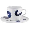 Alessi Itsumo - Yunoki ware NF08/78S - Set di Tazza da Tè di Design, con Sottotazza, Estetica Minimale, in Porcellana Bianca con Decoro Samiro Yunoki, Diametro 16 cm