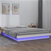 IKAYAA Rete Letto Matrimoniale 200x200 cm con LED Letto 200x200 cm Struttura Letto Matrimoniale Legno Massello di Pino-Bianco-200 x 200 cm