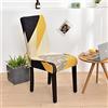 Morbuy Coprisedia in Spandex Elasticità con Schienale, Stampa Geometrica di Moda Fodera per Sedia, Lavabile e Sfoderabile, Decor per Sala Pranzo Hotel Banchetto Party (Giallo,4 Pezzi)