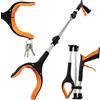 Adiwo Pinza Raccogli Oggetti, Magnetica Pinza Raccogli Rifiuti 91cm, Pinza Telescopica Prendi Oggetti con Punta Magnetica Testa Rotante a 360°, Mascella Antiscivolo per Agli Anziani(Arancione)