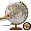 ORBIT GLOBES & MAPS National Geographic - Mappamondo illuminato in stile Executive -30 cm con base stabile e meridiano in metallo, immagine della mappa 2022 fisica/politica con luce LED, immagine della mappa italiana