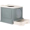 OHMG Lettiera per gatti con coperchio + accessori inclusi pala e tappetino, per gatti chiusi, grande, XXL Cat Litter Box, vassoio estraibile (cenere, 48 x 39 x 34 cm)
