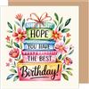 Edition Seidel - Biglietto di auguri quadrato premium per compleanno con busta. Biglietto di auguri per compleanno, Happy Birthday con testo inglese, per uomo e donna, regalo con fiori (GQ454 SW025)